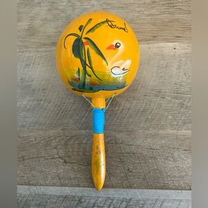 Hand Painted Wooden Maraca Made From Gourds Mexico Percussion‎ Instrument